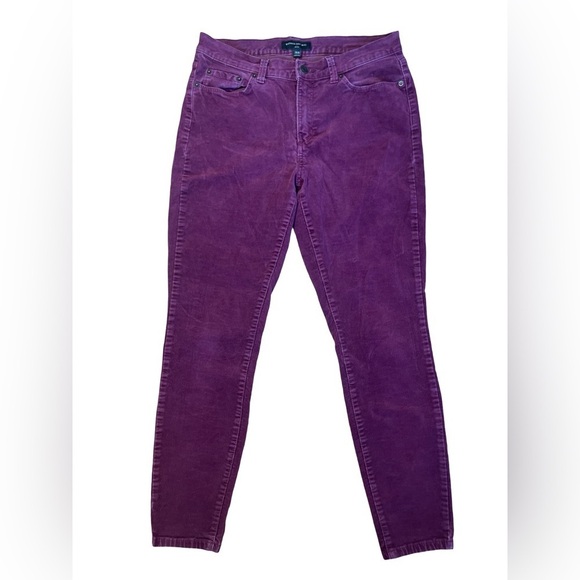 Banana Republic Corduroy Pants Women 6 Purple Beet Root Slim Preppy Chic - Picture 2 of 11